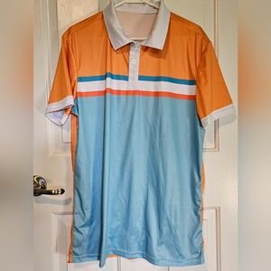 MANFINITY Orange and Light Blue Polo Shirt Men's Sz L